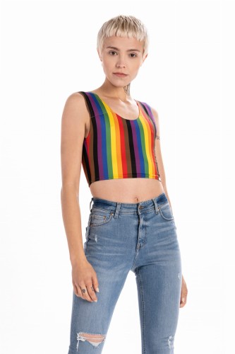 Binder sportowy, krótki, tęczowy, spłaszczający piersi Transgender Flaga > binderme.pl