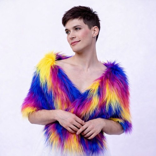 szal na haftki lgbt cosplay futro na festiwal Pride LGBTQ Rainbow Bolero Shrug